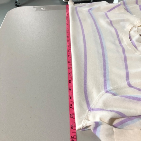 Loft Womens Sweater Top Size XXL White Cream Stripe Short Sleeve Soft Knit NEW - Picture 8 of 11